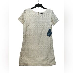 Lulus Love You For Eternity White Cream‎ Lace Shift Dress size L